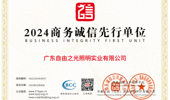 荣誉资质-洗墙灯_大功率洗墙灯_洗墙灯厂家-广东自由之光照明实业有限公司-2024商务诚信先行单位