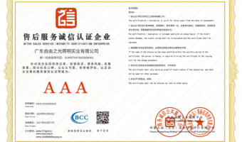 荣誉资质-洗墙灯_大功率洗墙灯_洗墙灯厂家-广东自由之光照明实业有限公司-售后服务诚信认证企业